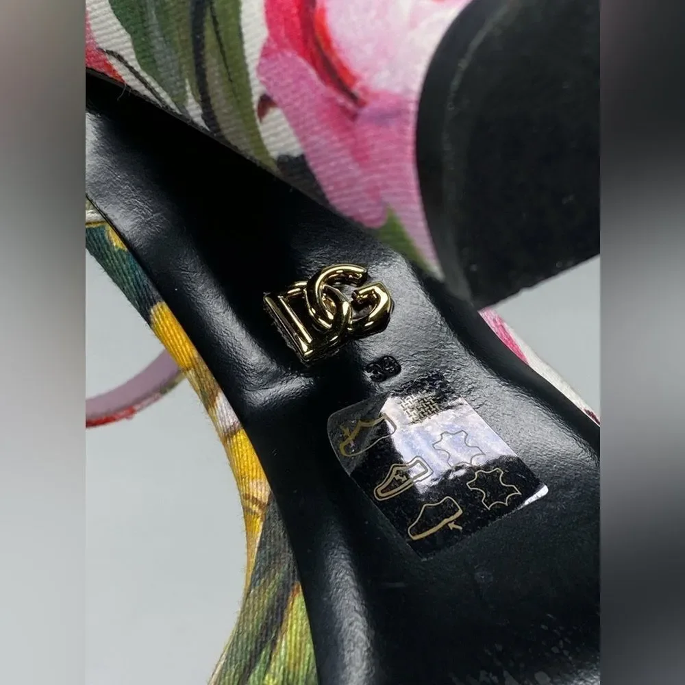 Dolce & Gabbana floral-print gabardine platform sandals size 38